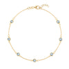 Bayberry 1.17 mm cable chain birthstone bracelet featuring seven 4 mm briolette aquamarines set in 14k gold - front view