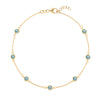 Bayberry cable chain birthstone bracelet featuring seven 4 mm briolette Nantucket blue topaz set in 14k gold - front view