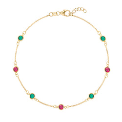 Noel Ruby and Emerald Bayberry 7 Stone Bracelet in 14k Gold