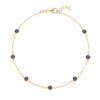 Bayberry 1.17 mm cable chain birthstone bracelet featuring seven 4 mm briolette sapphires bezel set in 14k gold - front view