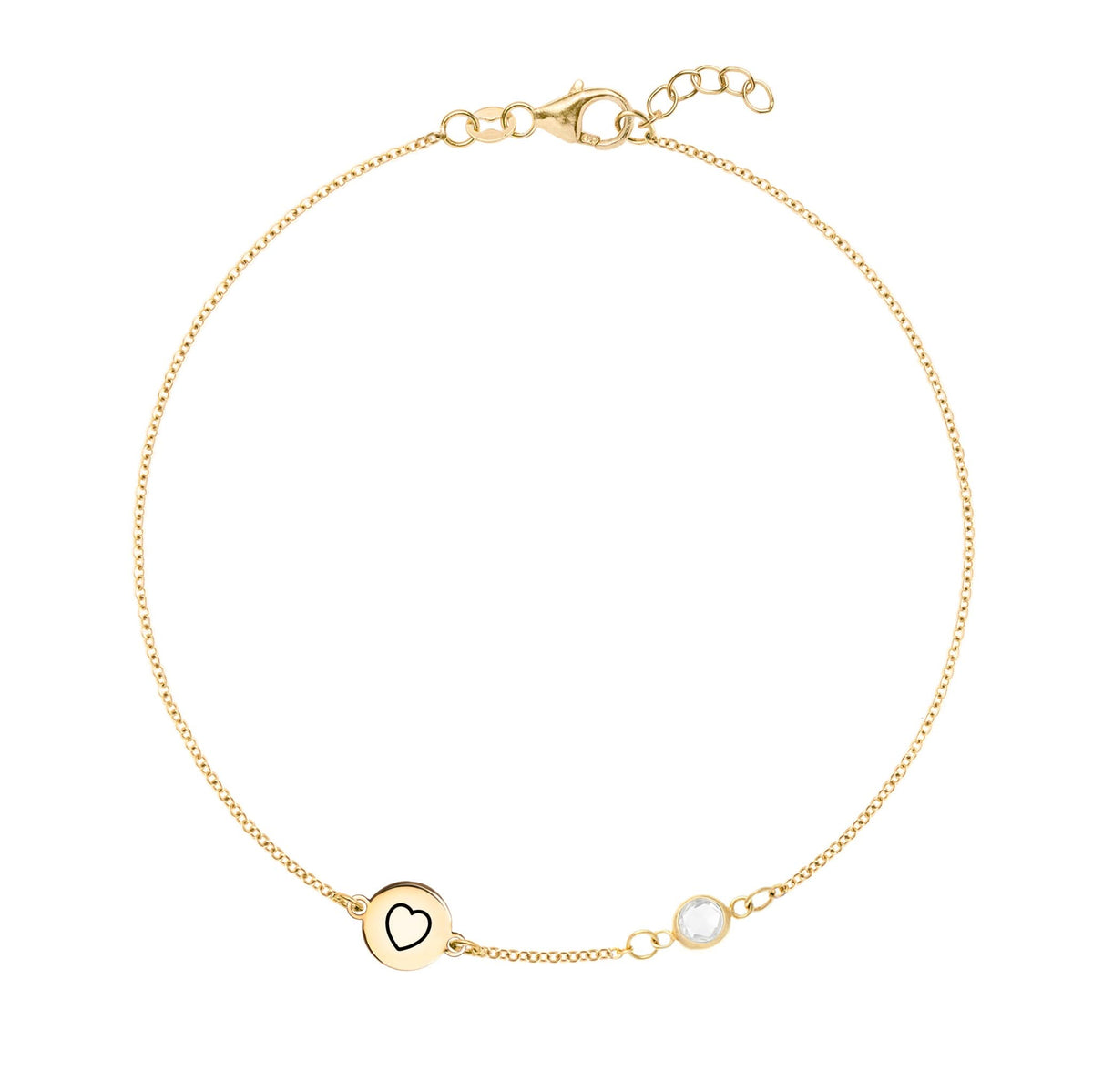 Heart Disc Petite Birthstone Bracelet in 14k Gold