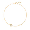 14k yellow gold Classic bracelet featuring one birthstone and one 1/4” flat disc engraved with a heart symbol - front view