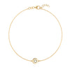 14k yellow gold Classic cable chain bracelet featuring one 1/4” flat disc engraved with a heart - front view