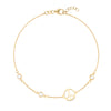 Personalized Peace Sign & 3 Birthstone Bracelet in 14k Gold