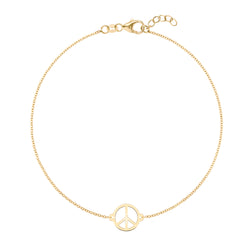 Peace Sign Bracelet in 14k Gold