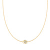 14k yellow gold 1.17 mm cable chain necklace featuring one 1/4” flat disc engraved with a heart - front view