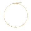 Bayberry 1.17 mm cable chain birthstone bracelet featuring three 4 mm briolette moonstones bezel set in 14k gold - front view