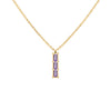 Providence Amethyst vertical bar pendant featuring 3 petite baguette stones set in 14k yellow gold - front view