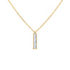 Providence Aquamarine vertical bar pendant featuring 3 petite baguette stones set in 14k yellow gold - front view
