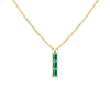 Providence Emerald vertical bar pendant featuring 3 petite baguette stones set in 14k yellow gold - front view