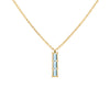 Providence Nantucket Blue Topaz vertical bar pendant featuring 3 petite baguette stones set in 14k yellow gold - front view