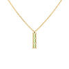 Providence Peridot vertical bar pendant featuring 3 petite baguette stones set in 14k yellow gold - front view