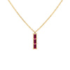 Providence Ruby vertical bar pendant featuring 3 petite baguette stones set in 14k yellow gold - front view