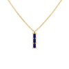 Providence Sapphire vertical bar pendant featuring 3 petite baguette stones set in 14k yellow gold - front view