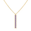 Providence vertical bar pendant featuring 6 petite Amethyst baguette stones set in 14k yellow gold - front view