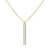 Providence vertical bar pendant featuring 6 petite Aquamarine baguette stones set in 14k yellow gold - front view