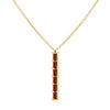Providence vertical bar pendant featuring 6 petite Garnet baguette stones set in 14k yellow gold - front view