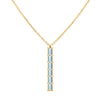 Providence vertical bar pendant featuring 6 petite Nantucket Blue Topaz baguette stones set in 14k yellow gold - front view
