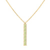 Providence vertical bar pendant featuring 6 petite Peridot baguette stones set in 14k yellow gold - front view