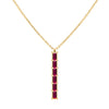 Providence vertical bar pendant featuring 6 petite Ruby baguette stones set in 14k yellow gold - front view