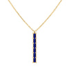 Providence vertical bar pendant featuring 6 petite Sapphire baguette stones set in 14k yellow gold - front view