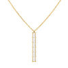 Providence vertical bar pendant featuring 6 petite White Topaz baguette stones set in 14k yellow gold - front view