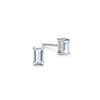 Providence Aquamarine stud earrings with petite baguette stones set in 14k white gold