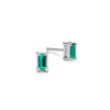 Providence Emerald stud earrings with petite baguette stones set in 14k white gold