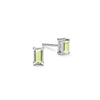 Providence Peridot stud earrings with petite baguette stones set in 14k white gold