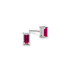 Providence Ruby stud earrings with petite baguette stones set in 14k white gold