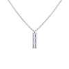 Providence Aquamarine vertical bar pendant featuring 3 petite baguette stones set in 14k white gold