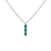 Providence Emerald vertical bar pendant featuring 3 petite baguette stones set in 14k white gold