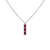 Providence Ruby vertical bar pendant featuring 3 petite baguette stones set in 14k white gold