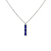 Providence Sapphire vertical bar pendant featuring 3 petite baguette stones set in 14k white gold