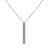Providence vertical bar pendant featuring 6 petite Amethyst baguette stones set in 14k white gold