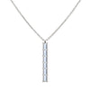 Providence vertical bar pendant featuring 6 petite Aquamarine baguette stones set in 14k white gold