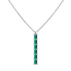 Providence vertical bar pendant featuring 6 petite Emerald baguette stones set in 14k white gold
