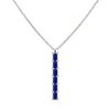 Providence vertical bar pendant featuring 6 petite Sapphire baguette stones set in 14k white gold