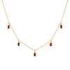 Providence 5 Garnet drop necklace with petite baguette cut stones set in 14k yellow gold - front view