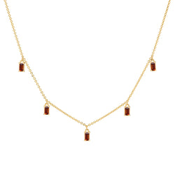 Providence 5 Garnet Drop Necklace in 14k Gold (January)