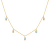 Providence 5 Nantucket Blue Topaz drop necklace with petite baguette cut stones set in 14k yellow gold - front view