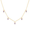 Providence 5 Amethyst drop necklace with petite baguette cut stones set in 14k yellow gold - front view