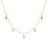 Providence 5 Aquamarine drop necklace with petite baguette cut stones set in 14k yellow gold - front view