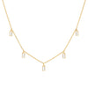 Providence 5 White Topaz drop necklace with petite baguette cut stones set in 14k yellow gold - front view