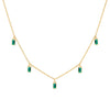 Providence 5 Emerald drop necklace with petite baguette cut stones set in 14k yellow gold - front view