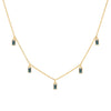 Providence 5 Alexandrite drop necklace with petite baguette cut stones set in 14k yellow gold - front view