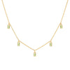 Providence 5 Peridot drop necklace with petite baguette cut stones set in 14k yellow gold - front view