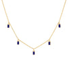 Providence 5 Sapphire drop necklace with petite baguette cut stones set in 14k yellow gold - front view