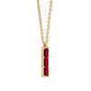 Providence Ruby vertical bar pendant featuring 3 petite baguette stones set in 14k yellow gold - angled view