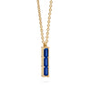 Providence Sapphire vertical bar pendant featuring 3 petite baguette stones set in 14k yellow gold - angled view
